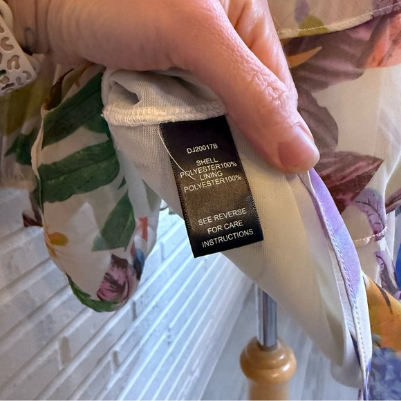 Ark & Co Beige Floral Tiered Ruffle Tie Mini Dress, Women’s Size Small - Picture 10 of 11